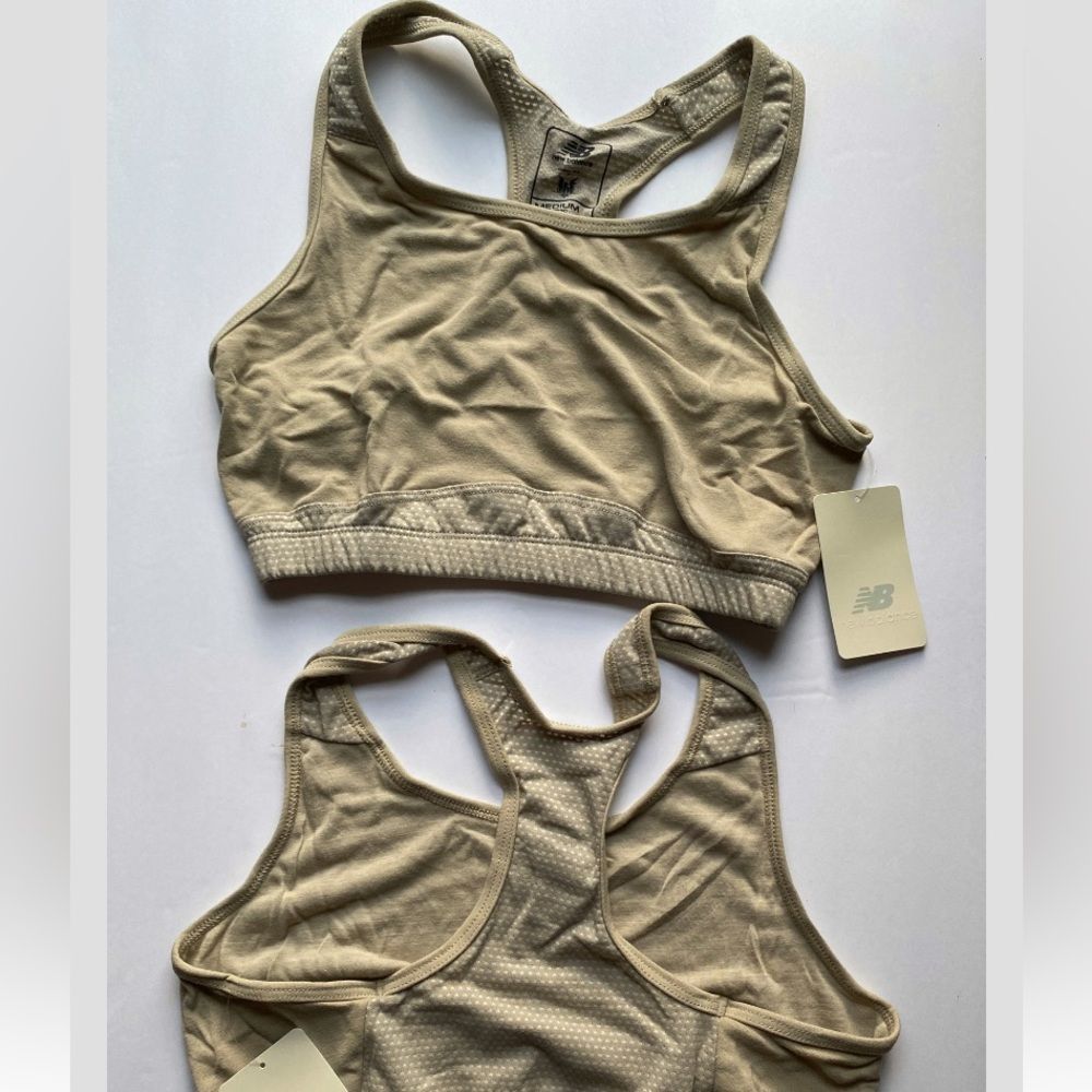 New Balance sand color sports racer bra NWT SIZE medium